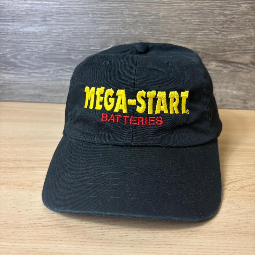 Mega Start Batteries Hat Cap Strap Back Black Adjustable